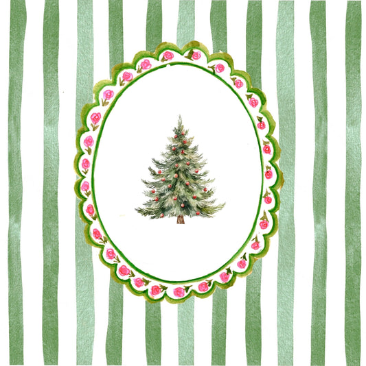 Christmas Tree Watercolour Card – Classic Country Christmas Design