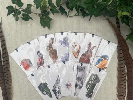 Bookmarks - Hare | Kingfisher | Defender | British Wildlife | Pheasant | Hounds | Owl | Country | Guinea | Nature | Hamdmade | Handpainted