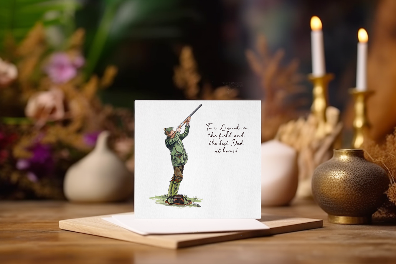Father's Day Card | Tweed Shooting Dad, Country Sport Gift, Pheasant Hunter Funny
