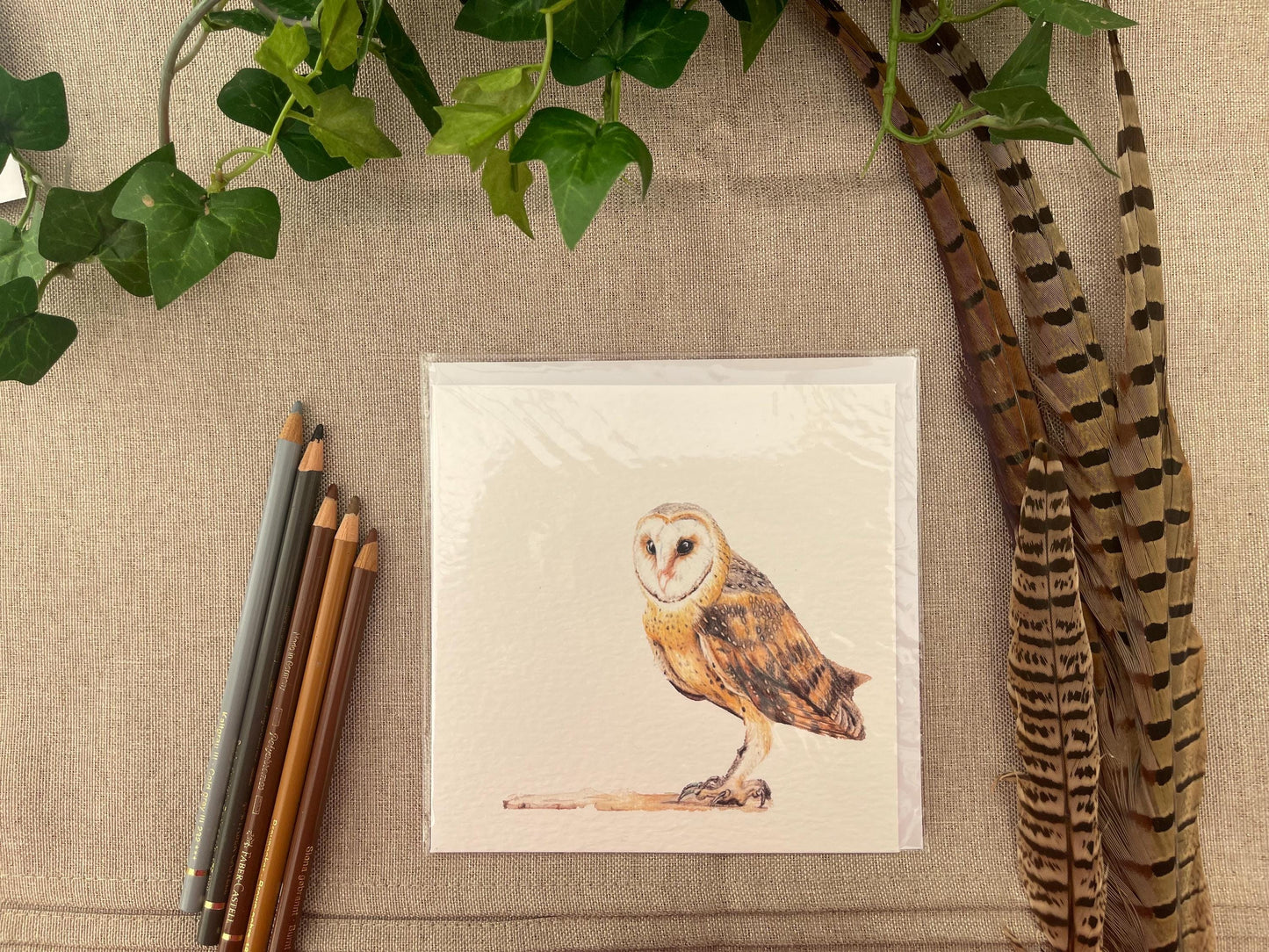 Hand-Drawn Barn Owl Card | British Wildlife Art, Blank Greeting Card