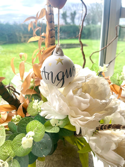 Hand Painted Ceramic Christmas Bauble/ Ornament/Floral Country Decoration/ Luxury Bauble/ Unique Baubles/