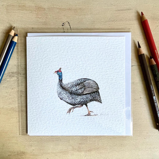 Hand-Drawn Guinea Fowl Card: Personalised Wildlife Greetings
