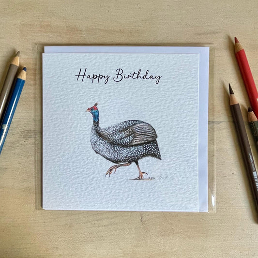 Hand-Drawn Guinea Fowl Card: Personalised Wildlife Greetings