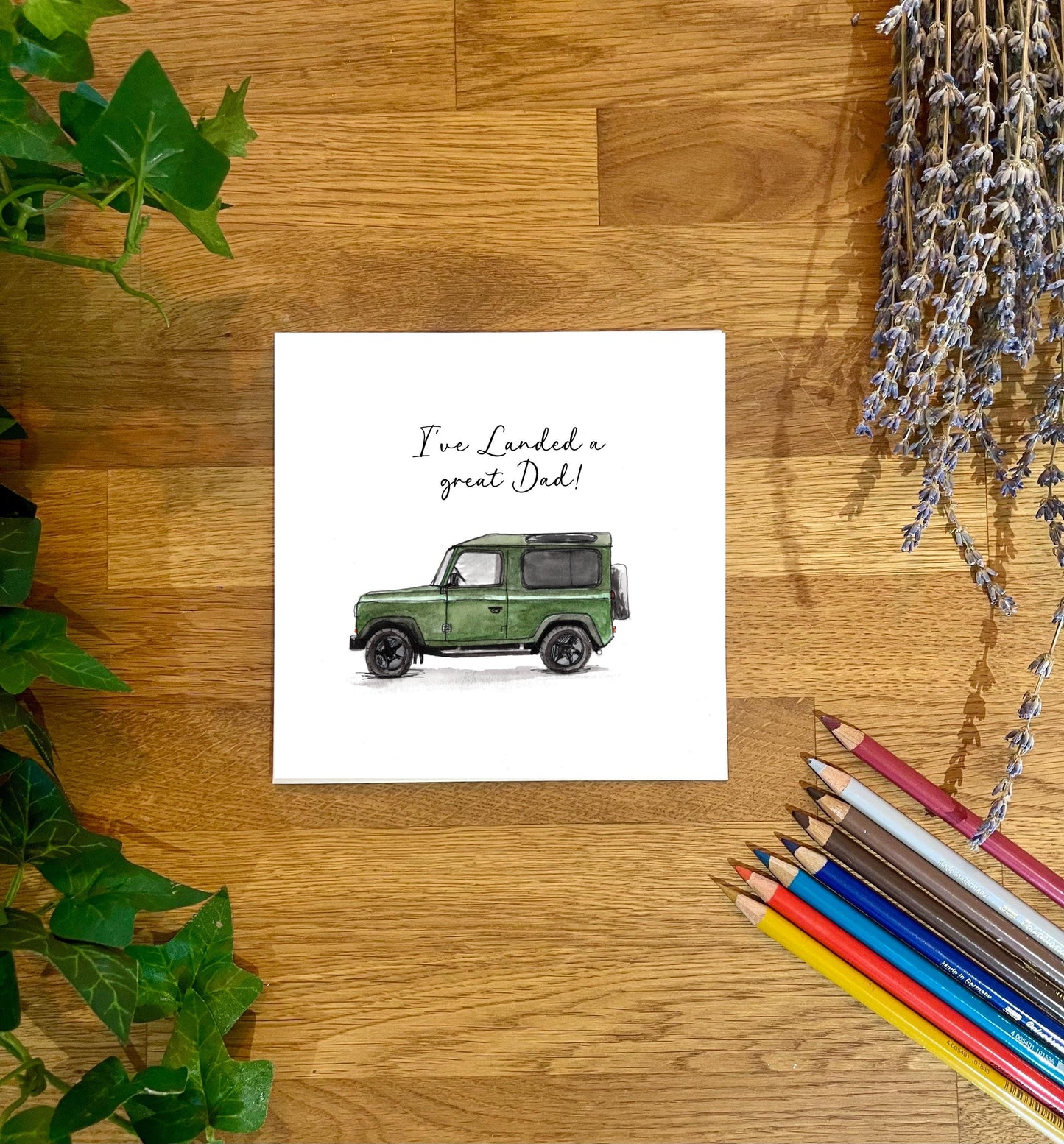 Land Rover Defender 90 Fathers Day Greetings Card | Country Vehicle | Blank Card for Him