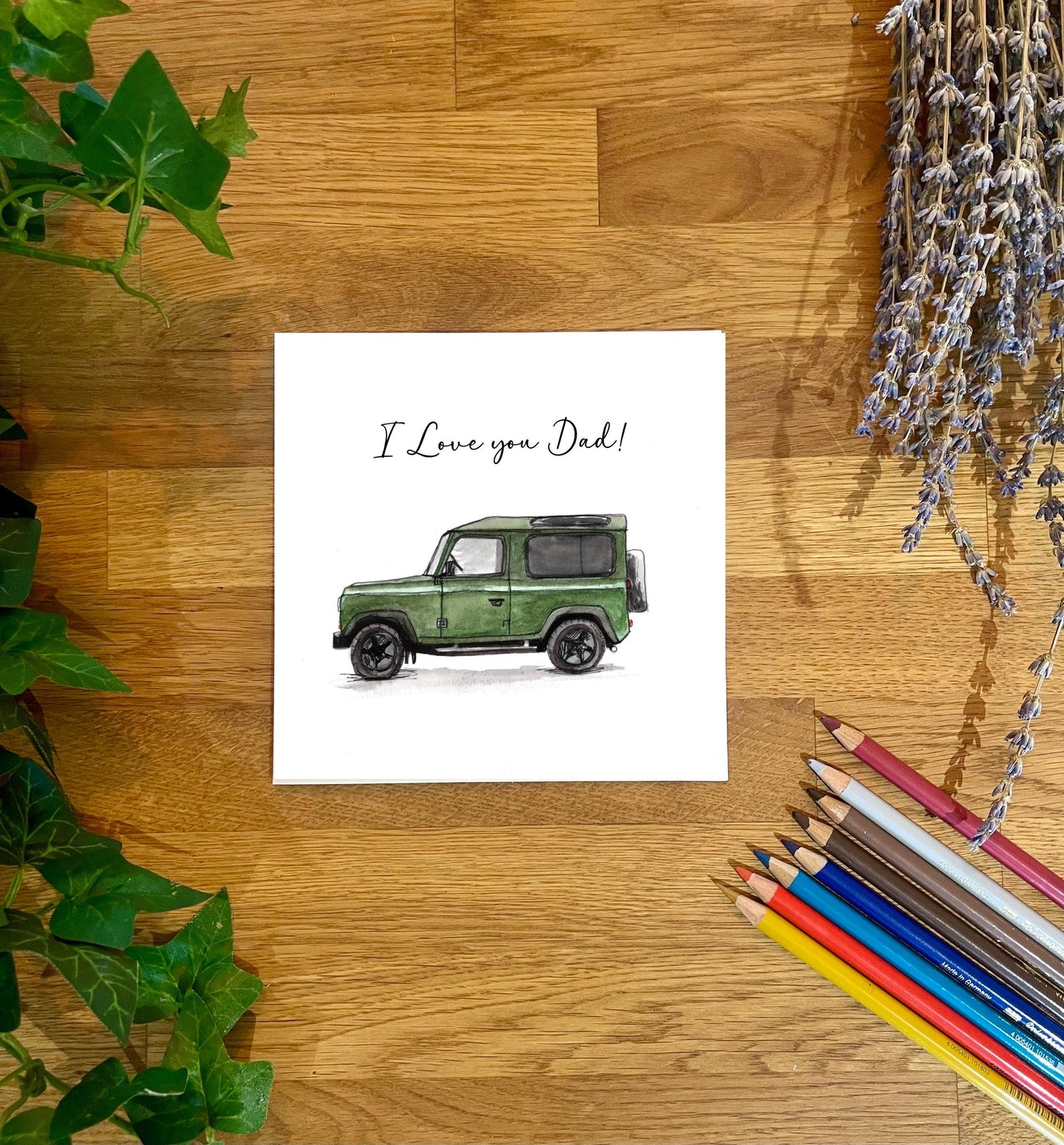 Land Rover Defender 90 Fathers Day Greetings Card | Country Vehicle | Blank Card for Him