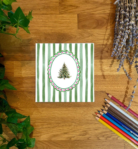 Christmas Tree Watercolour Card – Classic Country Christmas Design