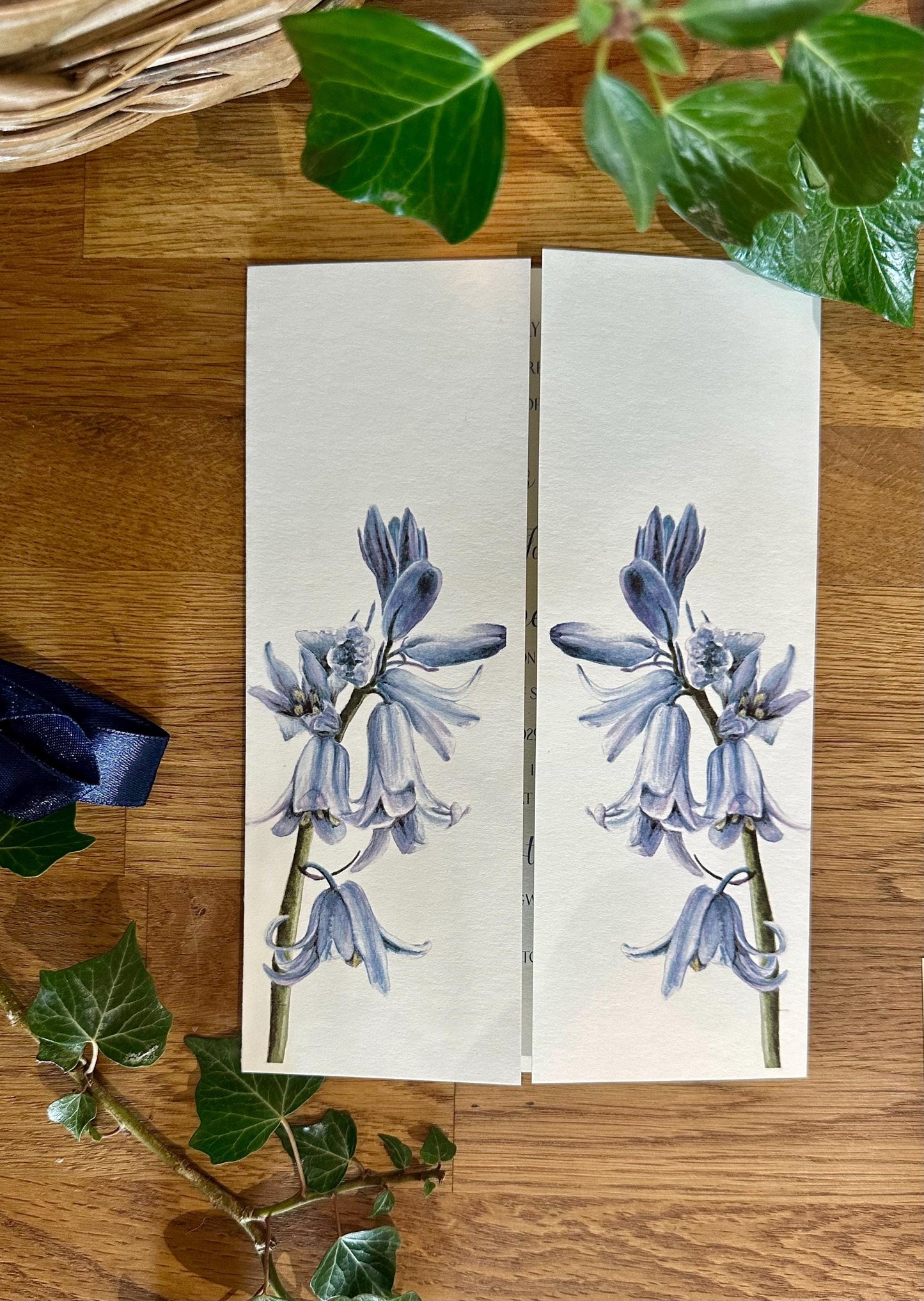SAMPLE INVITATION Hand Painted Blue Bluebell Gatefold Wedding Invitation Suite | Luxury Floral Stationery