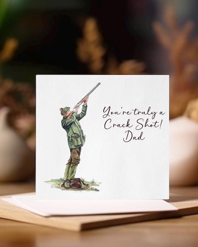 Father's Day Card | Tweed Shooting Dad, Country Sport Gift, Pheasant Hunter Funny